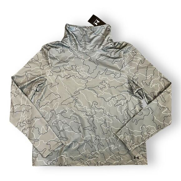 NWT Under Armour Women's Loose Fit Camo Print LS Top Green/Gray Pullover Sz XL - Picture 1 of 9